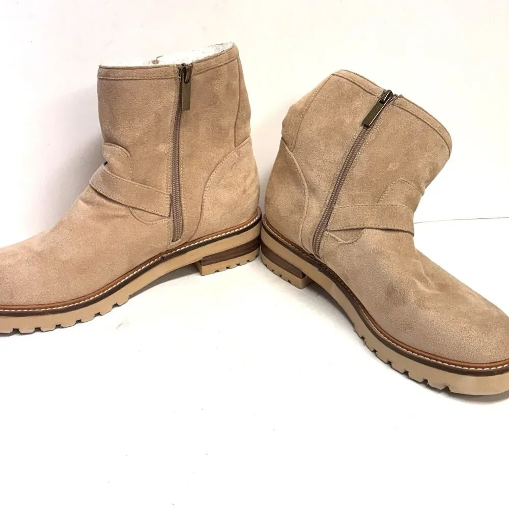 Fur Lined Chunky Boots Women's 10 Hey Girl by Corkys Faux Suede Zipper Booties